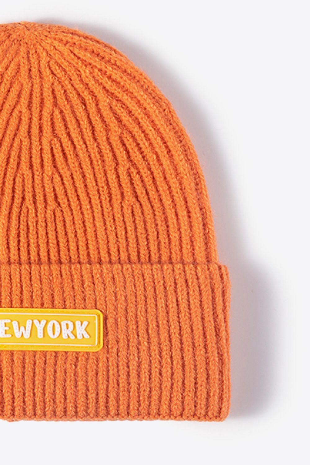 AHTC - NEWYORK Patch Rib-Knit Cuffed Beanie