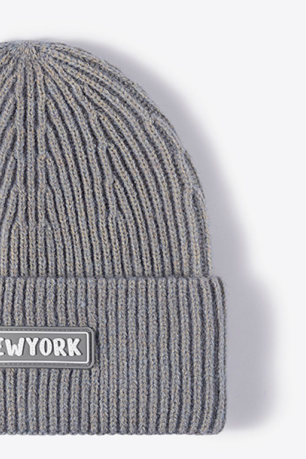 AHTC - NEWYORK Patch Rib-Knit Cuffed Beanie