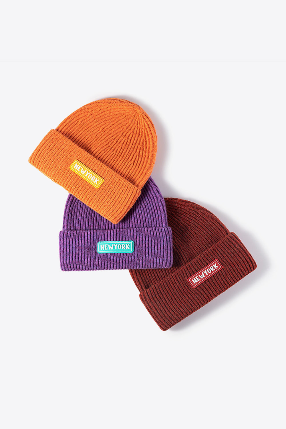 AHTC - NEWYORK Patch Rib-Knit Cuffed Beanie