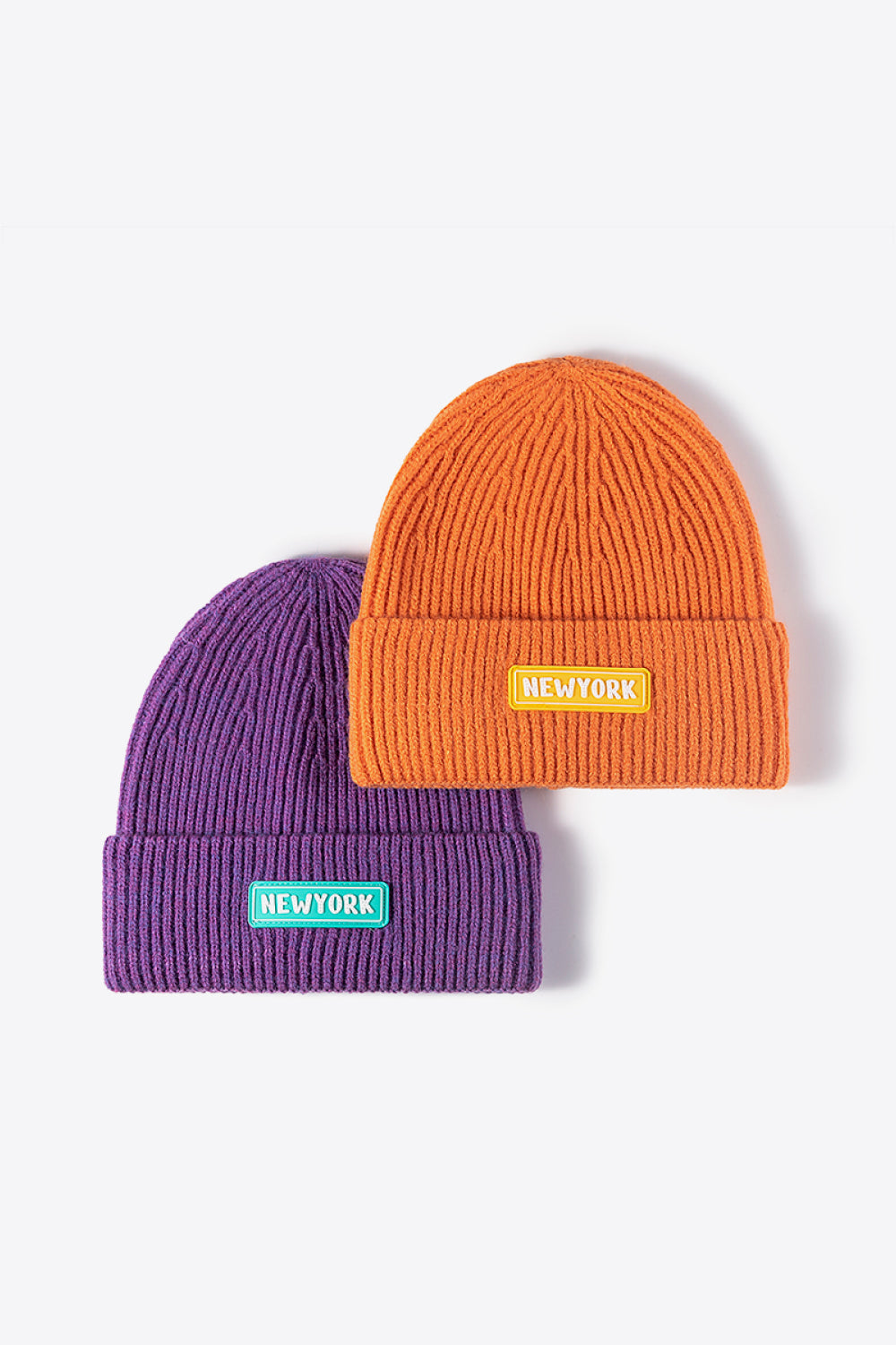 AHTC - NEWYORK Patch Rib-Knit Cuffed Beanie