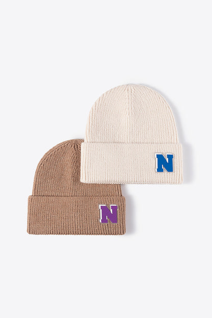 AHTC - Letter N Patch Cuffed Knit Beanie