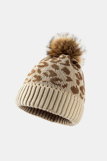 AHTC - Leopard Pom-Pom Cuffed Beanie