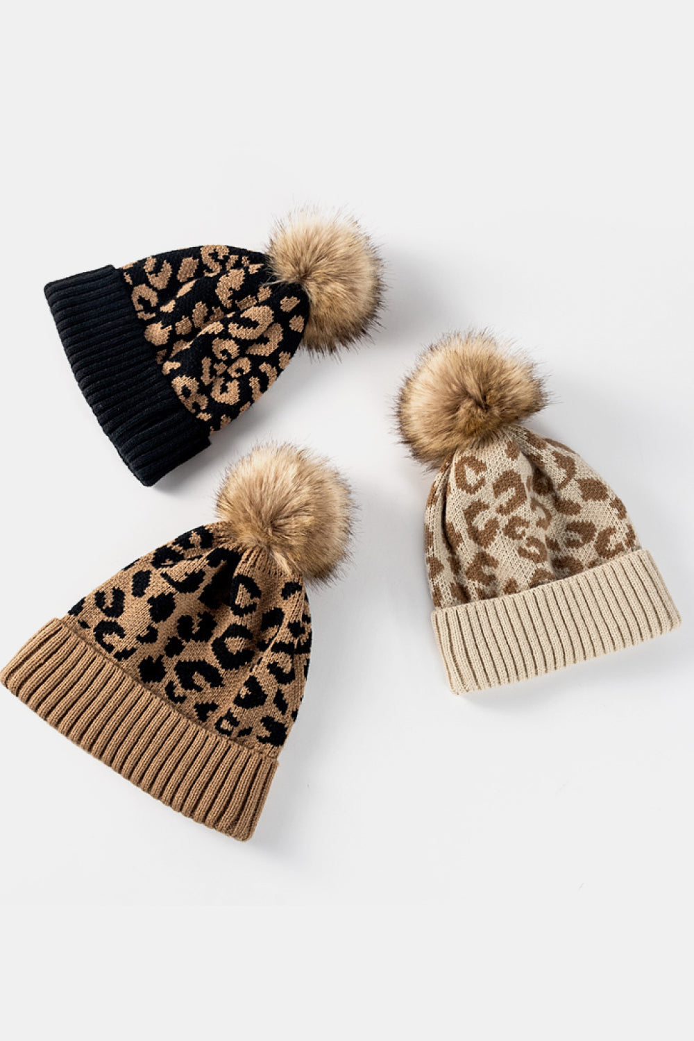 AHTC - Leopard Pom-Pom Cuffed Beanie