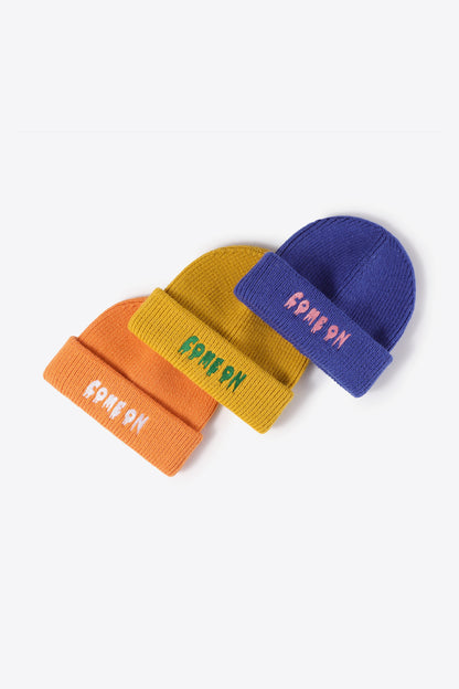 AHTC - COME ON Embroidered Cuff Knit Beanie