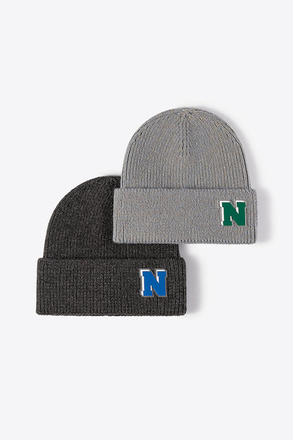 AHTC - Letter N Patch Cuffed Knit Beanie