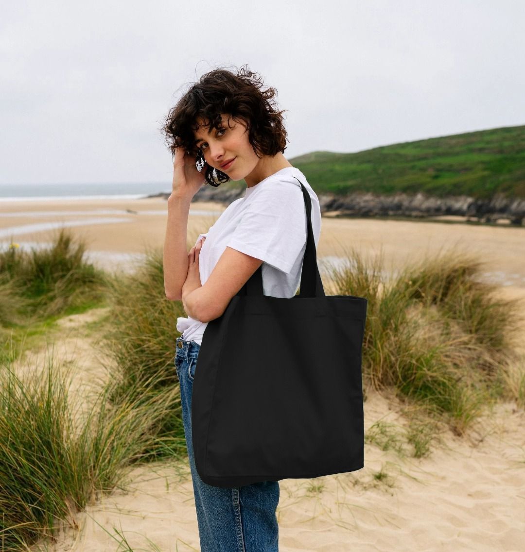 AHTC - All Black Shopper Tote Bag 100% Organic Cotton