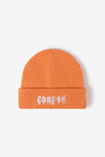 AHTC - COME ON Embroidered Cuff Knit Beanie