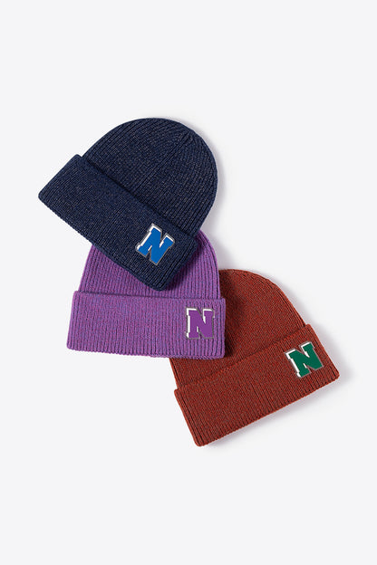 AHTC - Letter N Patch Cuffed Knit Beanie