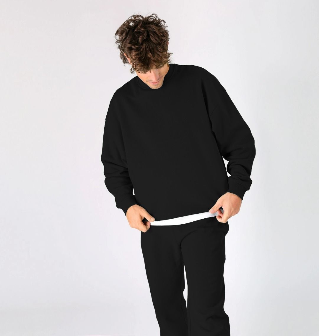 AHTC - All Black Oversized Sweatshirt 100% Organic Cotton