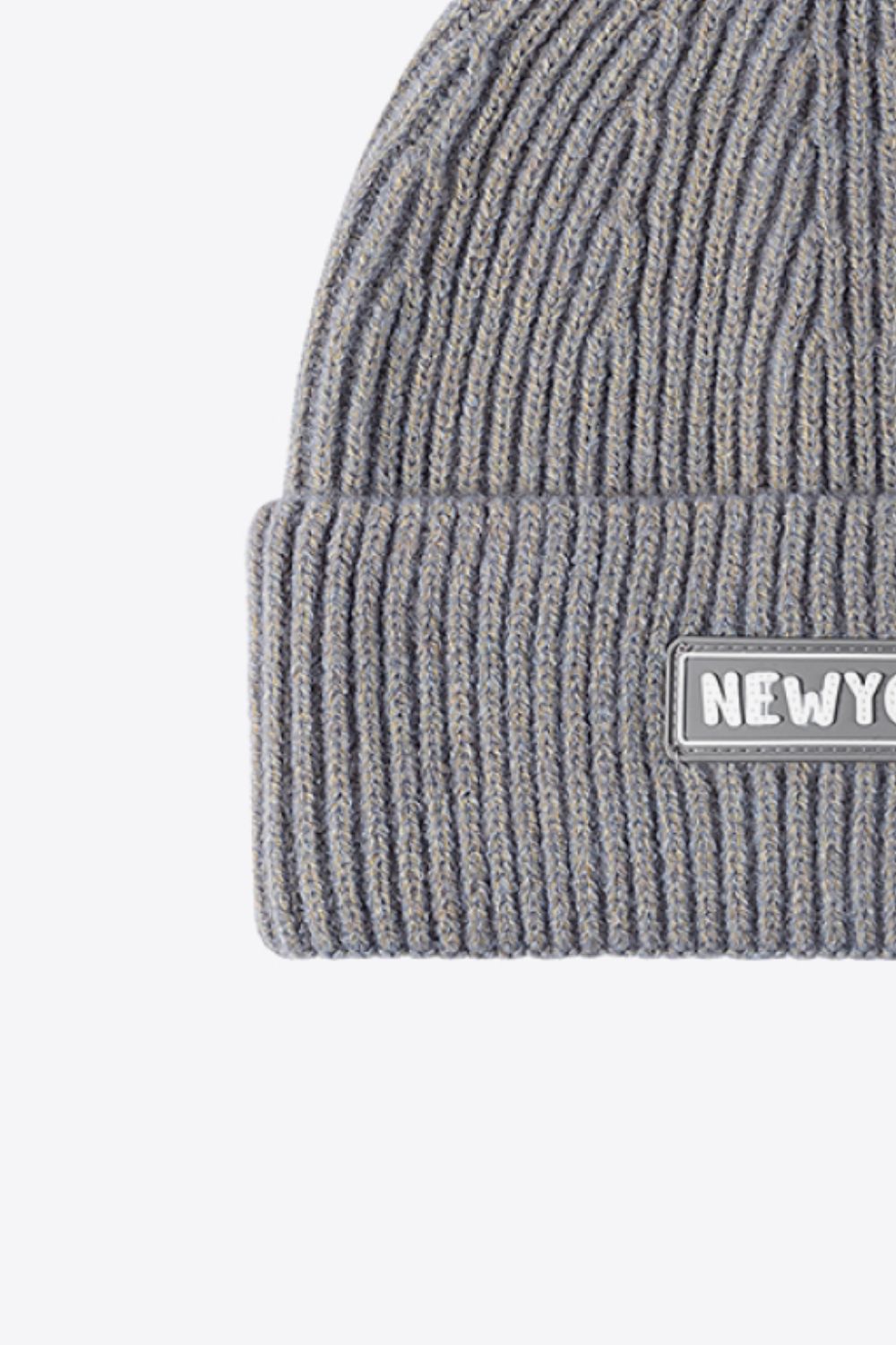 AHTC - NEWYORK Patch Rib-Knit Cuffed Beanie