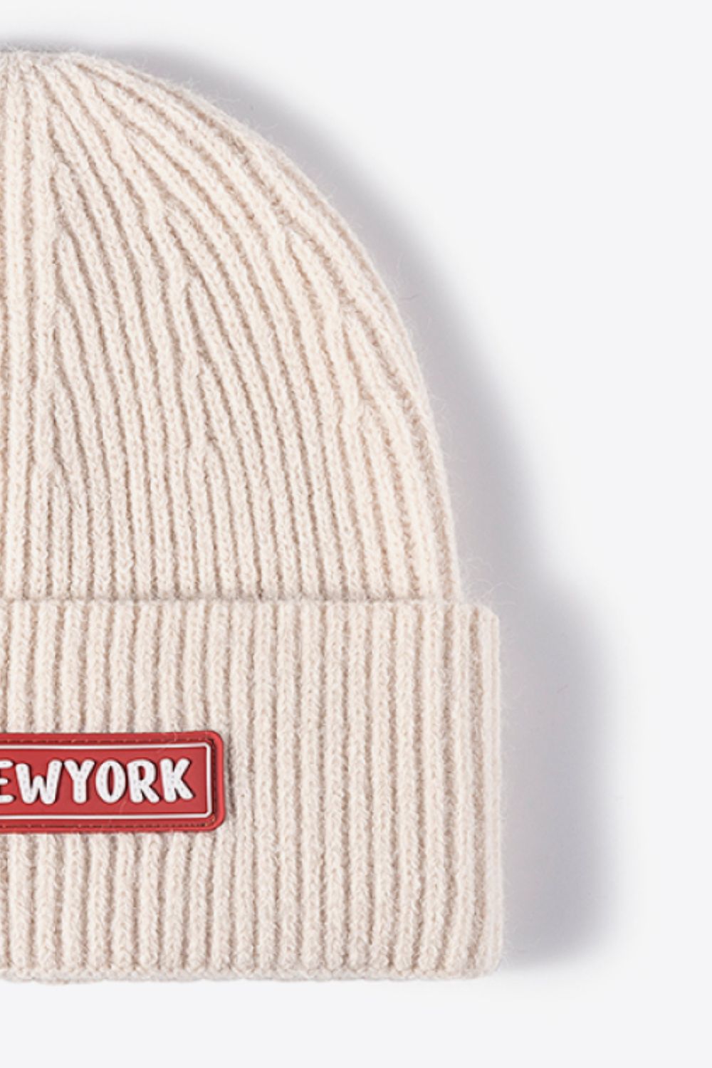 AHTC - NEWYORK Patch Rib-Knit Cuffed Beanie