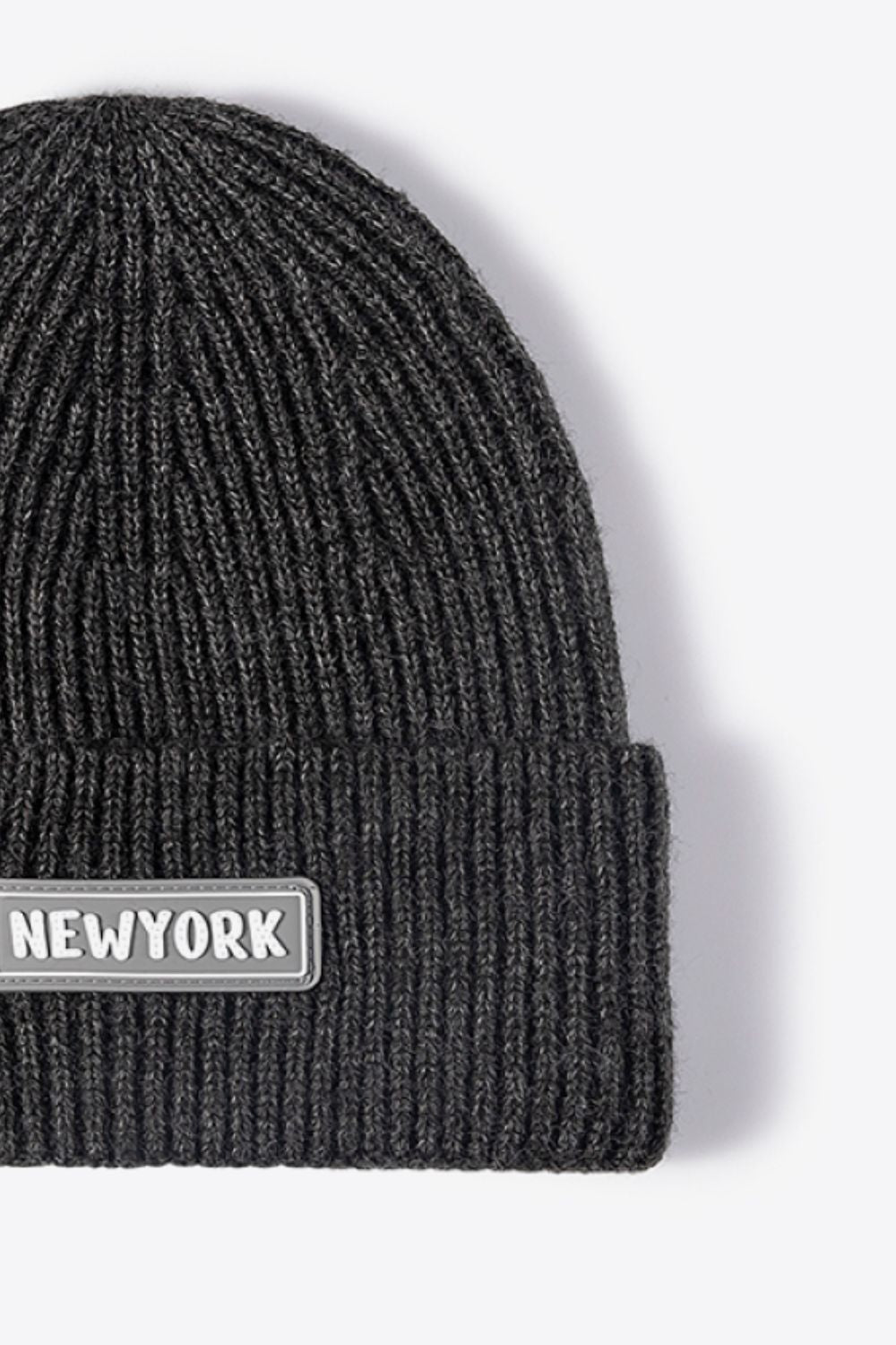 AHTC - NEWYORK Patch Rib-Knit Cuffed Beanie