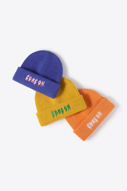 AHTC - COME ON Embroidered Cuff Knit Beanie