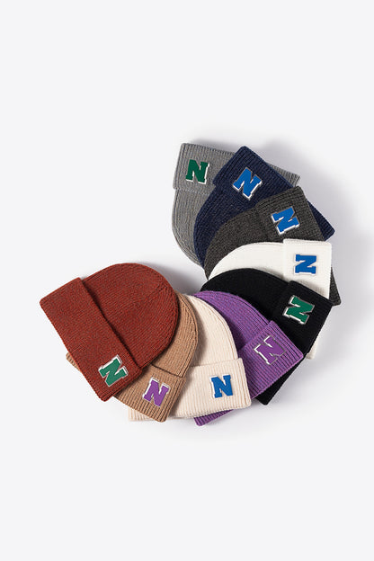 AHTC - Letter N Patch Cuffed Knit Beanie