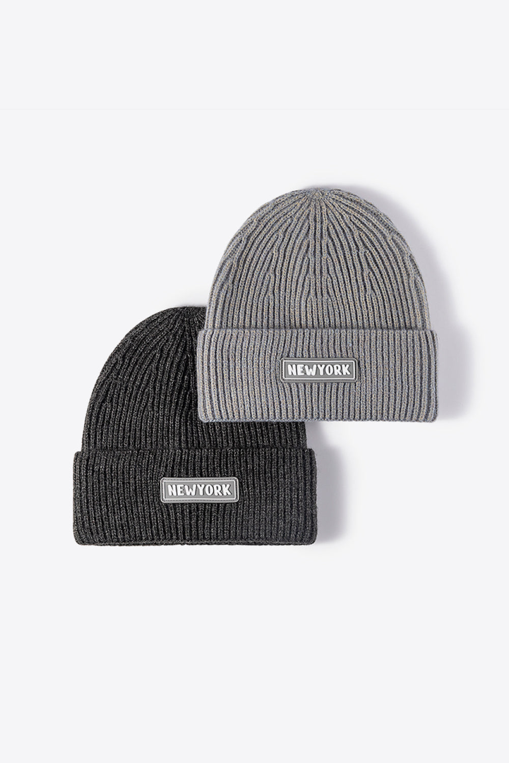 AHTC - NEWYORK Patch Rib-Knit Cuffed Beanie