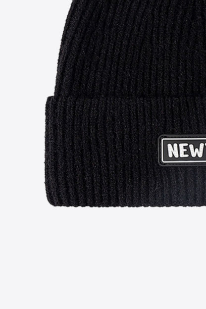 AHTC - NEWYORK Patch Rib-Knit Cuffed Beanie