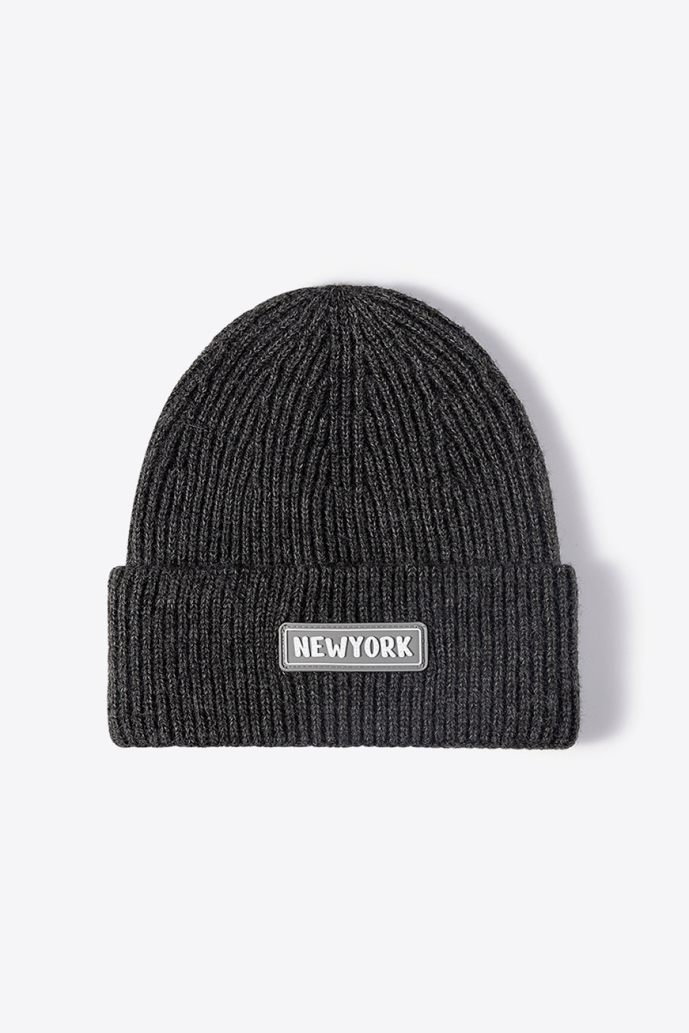 AHTC - NEWYORK Patch Rib-Knit Cuffed Beanie