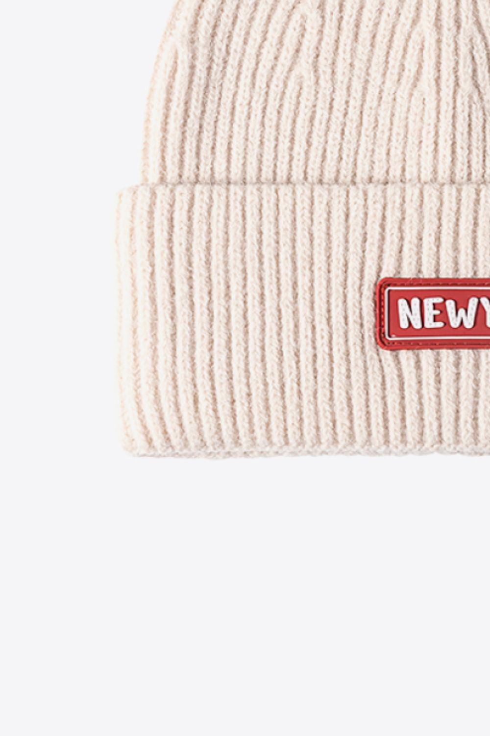 AHTC - NEWYORK Patch Rib-Knit Cuffed Beanie