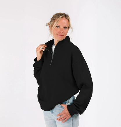 AHTC - All Black Quarter-Zip Sweatshirt 100% Organic Cotton