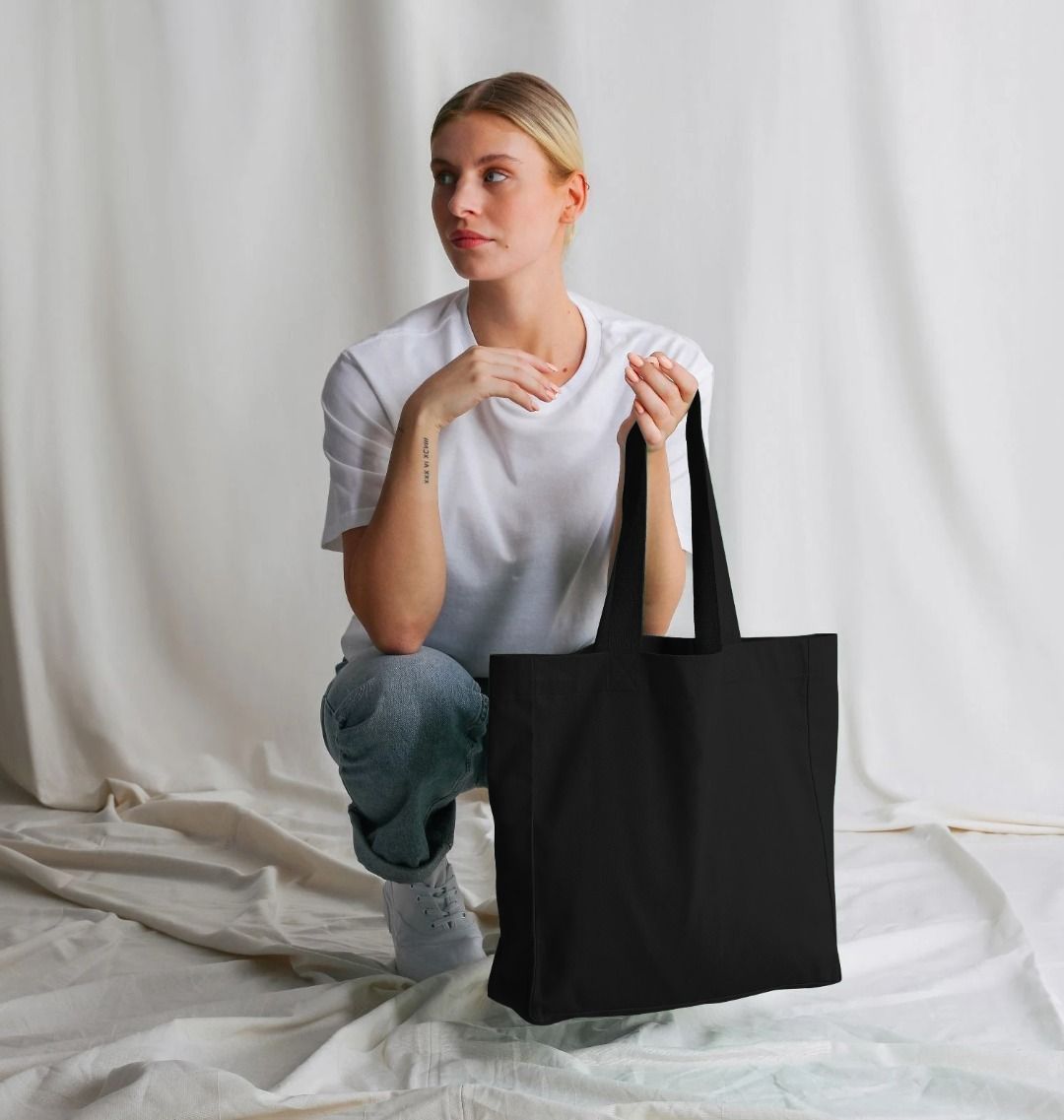 AHTC - All Black Shopper Tote Bag 100% Organic Cotton